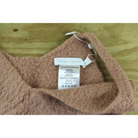 New Jonathan Simkhai Top Medium Pink Caroline Feathered Faux Fur Rib Bra - Picture 5 of 7